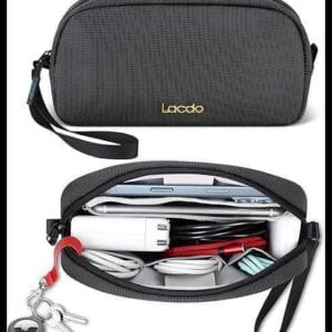 Lacdo Organizador eletrônico Caso de viagem,Organizador de cabo de saco de viagem para objetos essenciais,Acessórios tecnológicos resistentes à água carregam armazenamento de cabos,itens diários,Preto