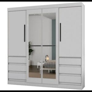 Guarda-roupa Casal com Espelho 4 Portas 6 Gavetas Araplac Atraente Sofia
