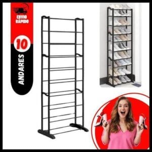 Sapateira 10 Andares Vertical Grande Organizador de Sapatos Tênis Chinelos Multiuso Entrada Hall Quarto Closet Prática Resistente - Importado