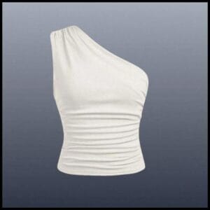 Blusa Feminina Elegante Mula Manca Assimétrica Casual Ombro Único Com Franzido