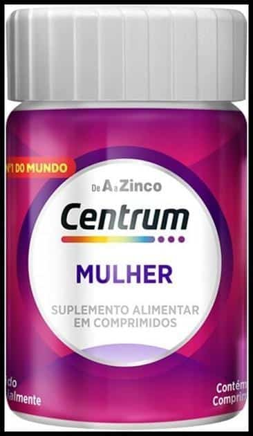 Centrum Mulher, Multivitamínico Adulto, Suplemento Vitamínico com Vitamina B12, Vitamina D, Ferro e Zinco, 30 Comprimidos