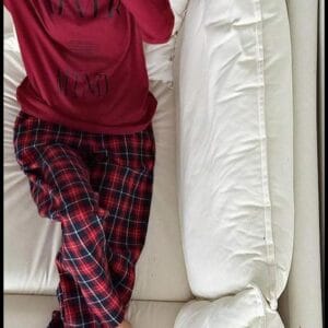 DAZY 2 Peças Conjunto de Pijama Xadrez de Manga Longa Solta com Estampa Gráfica Feminina