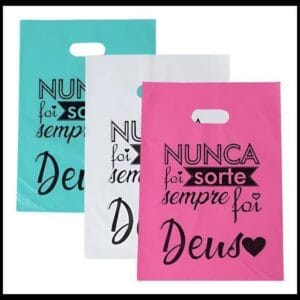 Sacolas Plásticas 30x40 Alça Vazada 50 Un Estampada Deus
