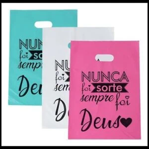 Sacolas Plásticas 30x40 Alça Vazada 50 Un Estampada Deus
