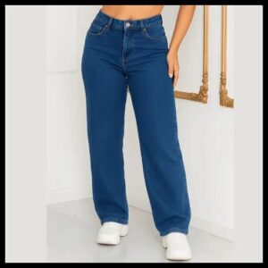 Calça Jeans Wide Leg Feminina Cintura Alta Sem Lycra Stillge