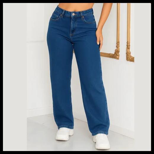 Calça Jeans Wide Leg Feminina Cintura Alta Sem Lycra Stillge