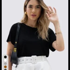 Blusa Feminina Malha De Viscose Gola Canoa Soltinha