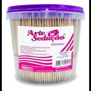 Kit Palito Para Unhas Bambu 2 Pontas Pote - 1000 Unidades Palitos Unha Ponta Dupla Manicure Pedicure