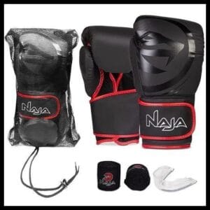 Kit Luva Naja + Bolsa + Bandagem + Bucal - Boxe Muay Thai