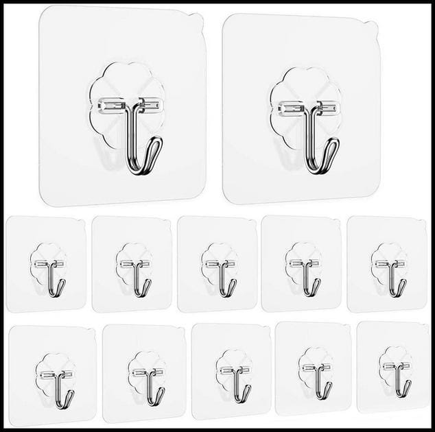 Kit 12 Ganchos Adesivos da Limo Transparentes