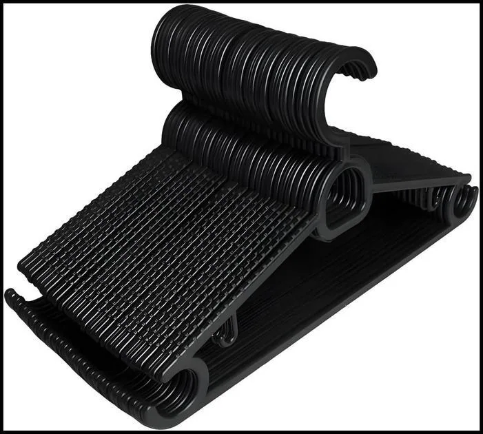 Kit 20 Cabides Adulto Preto Antideslizante Reforçado