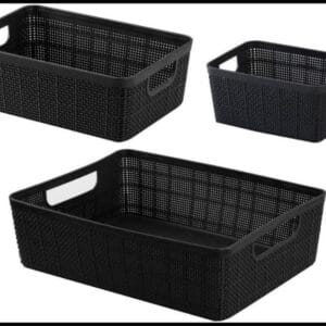 Kit 3 Cestos Organizadores Multiuso Rattan Home Organizer P-M-G Cor: Preto