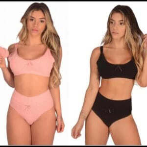 Kit com 2 Conjuntos (Sutiã de Amamentação + Calcinha Pós Parto) Amamentar Maternidade