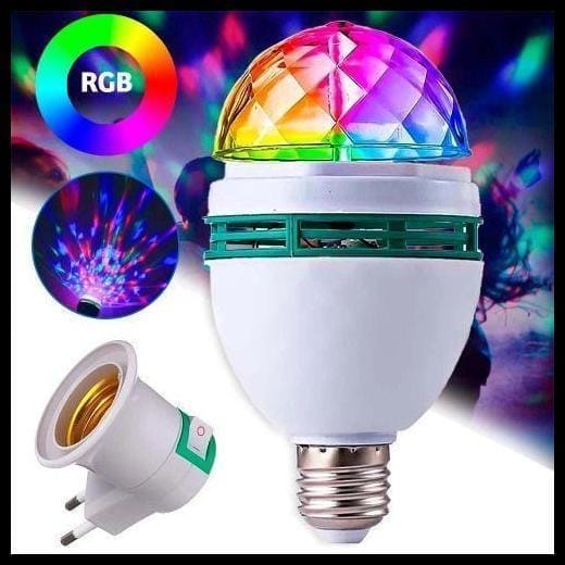 Lâmpada Led Giratória Globo Jogo de Luz Balada Festa Dj com Adaptador de Tomada Bivolt - Tx