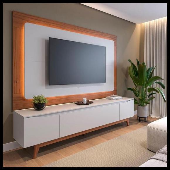 Painel para TV até 75 Polegadas Oslo Canela e Off White 217 cm