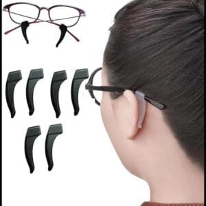 Prendedor de óculos gancho de orelha 3 Pares Suporte acessórios segura óculos antideslizante trava (Preto)