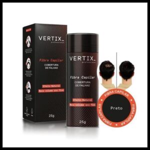Maquiagem de Cabelo Fibra Capilar Corbertura de Falhas Cabelo Preto Vertix 25g