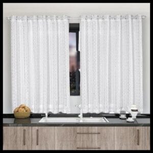 Cortina Voil Xadrez Para Cozinha 2,80 X 1,20 Com Forro de Microfibra - Baroni Decor Home
