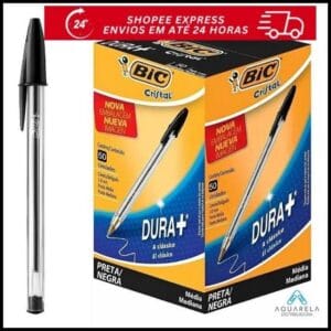 Caneta BIC Cristal Preta 1.0mm – Caixa com 50 Unidades – Escrita Suave e Econômica