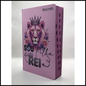 Bíblia Sagrada Tamanho Grande com Harpa Palavras de Jesus em Vermelho Capa Dura Leão Filha Do Rei