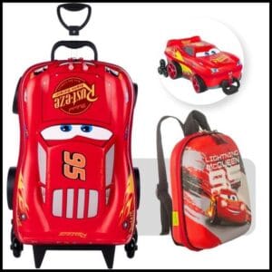 Kit Mochila e Lancheira Mcqueen Infantil Relampago Mcqueen 3D Carros Disney Pixar Kit Escolar MaxToy