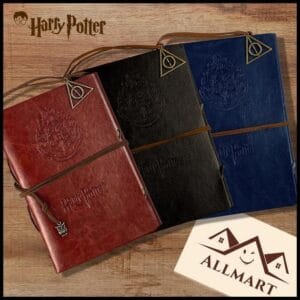 Caderno Harry Potter com Caneta de Pena | Kit Diário Vintage Geek | Sketchbook e Papelaria Kawaii