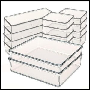 Kit 14 Organizadoras em Acrílico Transparente Multiuso para Casa e Escritório