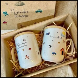 Envio Rápido Kit Luxo Presente Padrinhos De Batismo Minimalista Luxo