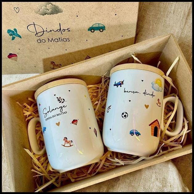 Envio Rápido Kit Luxo Presente Padrinhos De Batismo Minimalista Luxo