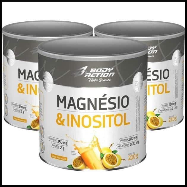 Kit 3x Magnésio e Inositol Taurina Melatonina 210g Bodyaction