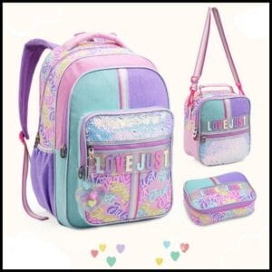 Kit Mochila De Costas Rainbow Escolar Lancheira Estojo Juvenil Premium Material de Qualidade Volta as Aulas Just Love
