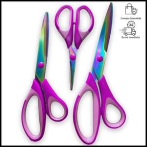 Kit Tesoura de Titânio Profissional 3 Unidades A MELHOR DO MERCADO