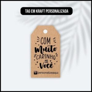 Tag etiqueta personalizada em papel kraft - Com muito carinho pra você