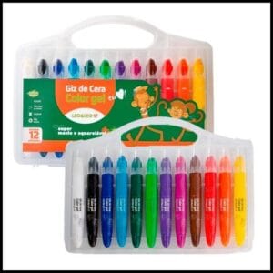 Giz De Cera Color Gel Retratil Estojo 12 Cores Aquarelavel