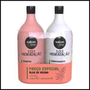 Kit S.O.S Hidratação Óleo de Rícino Shampoo e Condicionador Litrão Salon Line