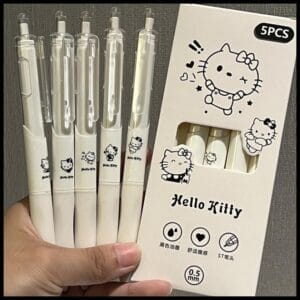 5Pcs/set Cute Cartoon KT Gel Pen Preto Tinta Preta Escrita Estudante Papelaria
