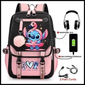 Hot Disney Lilo Ponto Mochila Meninas Meninos Estudante Adolescente De Volta Para A Escola Mochila Mochila Saco De Lazer Mulheres Mochilas Escolar QTWM