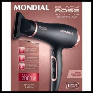 Secador de Cabelos Mondial Black Rose 2000W SC-37 220V Preto e Rosa