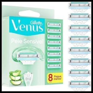 Gillette Venus Pele Sensível Carga para Aparelho de Depilar com Aloe Vera, 8 uds