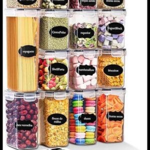 Kit 15 Potes Tampa Hermético Porta Alimentos Mantimentos Armário Cozinha (Kit 15)