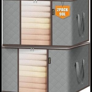 Kit 4 Organizador de Roupa de Cama Grande - Caixa Organizadora com Zíper, Alça Reforçada, Respirável - Para Lençol, Edredom, Cobertor, Closet, Armário, Multifuncional | Premium InoVibes (4 Unidades)