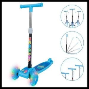 ATENTU Patinete Infantil 3 Rodas Com Led Dobrável Menino e Menina Cor Azul