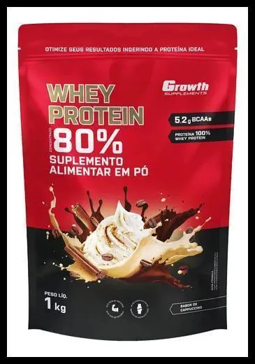 Whey Protein Concentrado 1kg Growth Supplements - Capuccino
