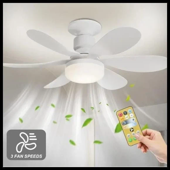 Ventilador De Teto C/ Lâmpada Led + Controle Para Bocal E27 Suporte - mk