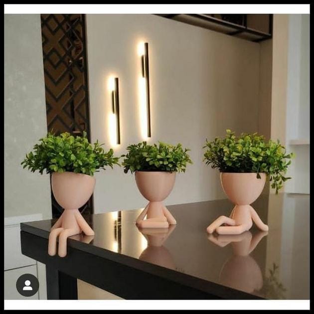 Kit 3 Mini Vasinhos com Planta FLOR artificial Enfeite Bob Robert para Decoração Casa vaso de plástico tamanho mini 6 cm