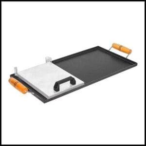 Chapa de Hambúrguer para Fogão com Cabo de Madeira + Prensa