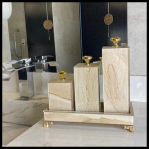 TRIO Porta Escova/ Porta Algodão/ Porta Cotonete de vidro COM ou SEM Bandeja