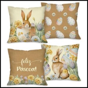 PÁSCOA! Kit com 4 Capas para Almofadas Decorativas Pascoal 45X45cm