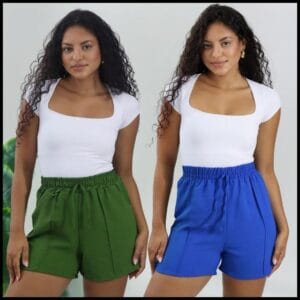 Kit 2 peças Short Feminino Duna Soltinho Leve Confortável Elástico