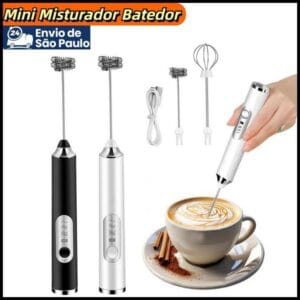 Batedor Misturador Mixer Elétrico para Bebidas Leite Café Clara de Ovos 2 em 1 Utensílios de Cozinha